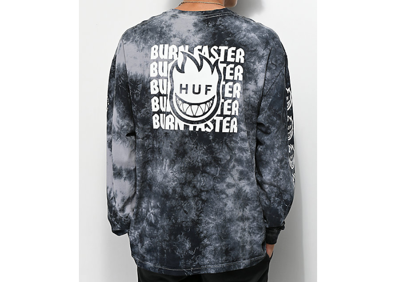 HUF x Spitfire Burn Faster Black Long Sleeve T-Shirt