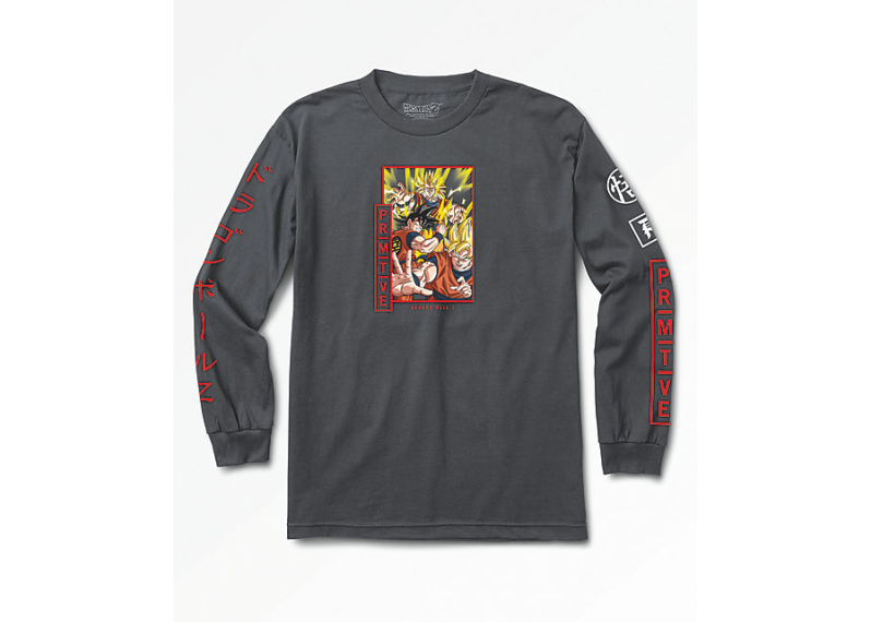 Primitive x Dragon Ball Z Super Saiyan Goku Charcoal Long Sleeve T-Shirt