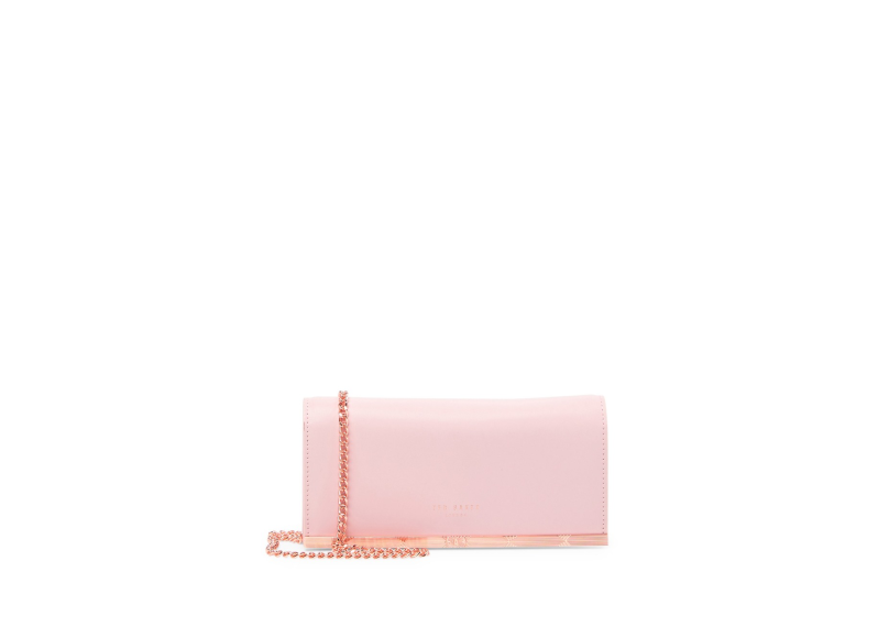 Natalie Metal Bar Leather Matinee Wallet-on-a-Chain