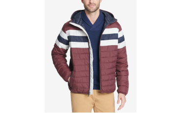 Men's Color Block Hooded Ski Coat	