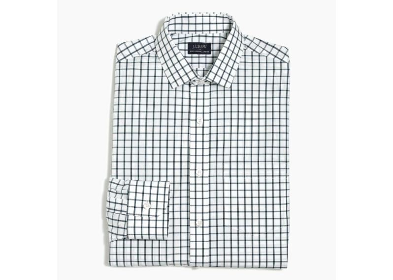 Thompson slim-fit flex wrinkle-free shirt in tattersall