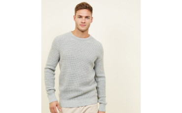 Pale Grey Stitch Knitted Jumper