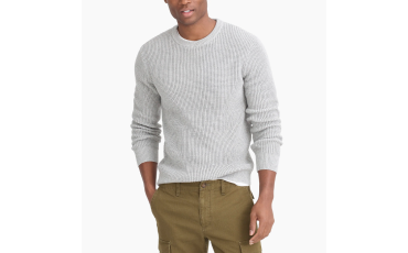 Cotton waffle crewneck sweater