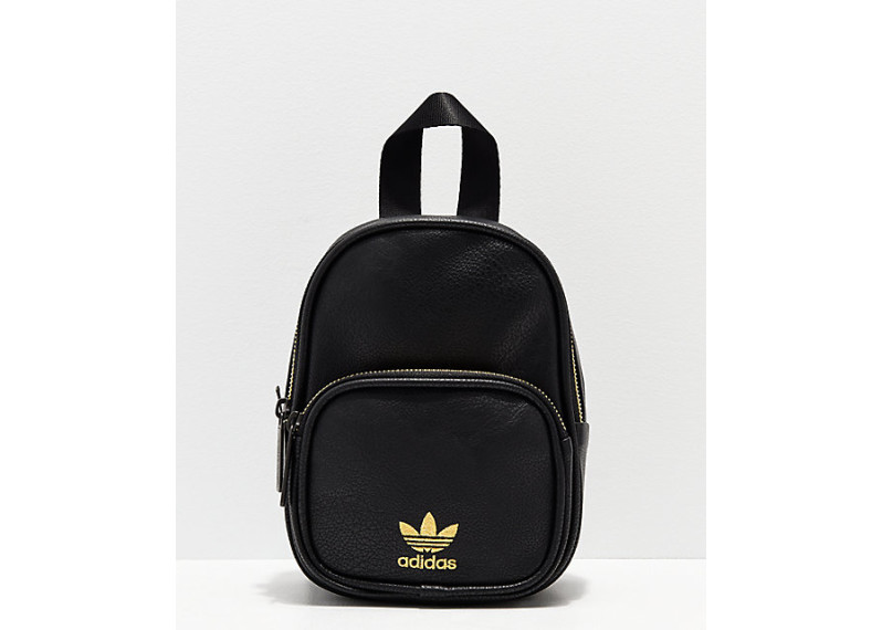 Black & Gold Faux Leather Mini Backpack