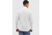 poplin icon seagull logo button down collar stretch slim fit pocket shirt in white
