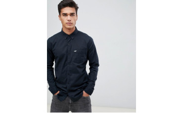 Muscle Fit Icon Logo Oxford Shirt in Black