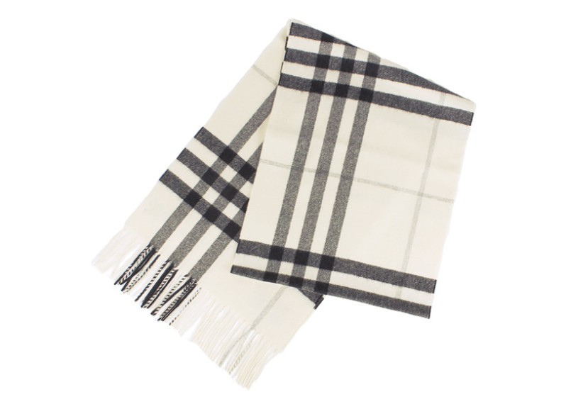 Classic Cashmere Scarf in Check - Ivory
