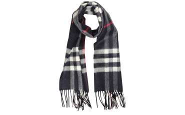 Classic Cashmere Scarf in Check - Navy