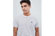 3 pack crew neck stripe t-shirt slim fit moose logo in white/navy & blue