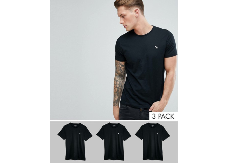 3Pack T-Shirt Crew Neck Muscle Slim Fit in Black Marl Save