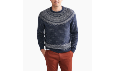 Fair Isle raglan crewneck sweater in supersoft wool blend