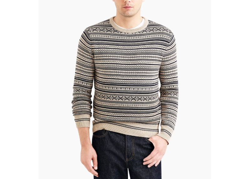 Heathered cotton fair isle sweater