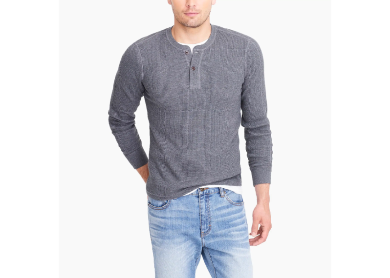 Long-sleeve thermal henley