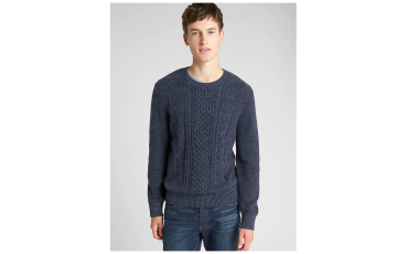 Cable-Knit Crewneck Pullover Sweater