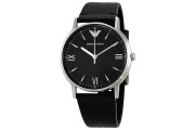 Black Dial Men's Leather Watch