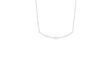 Gray Rhodium Plated Prong Set 3-Stone Swarovski Crystal Necklace