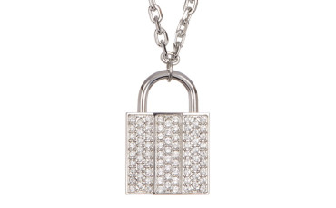 Swarovski Crystal Pave Lock Pendant Necklace