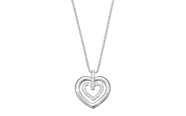 Pave Swarovski Crystal Double Heart Pendant Necklace