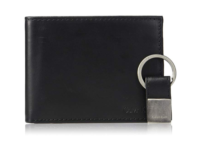 Men's RFID Blocking Leather Bifold Wallet with Key Fob