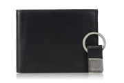 Men's RFID Blocking Leather Bifold Wallet with Key Fob