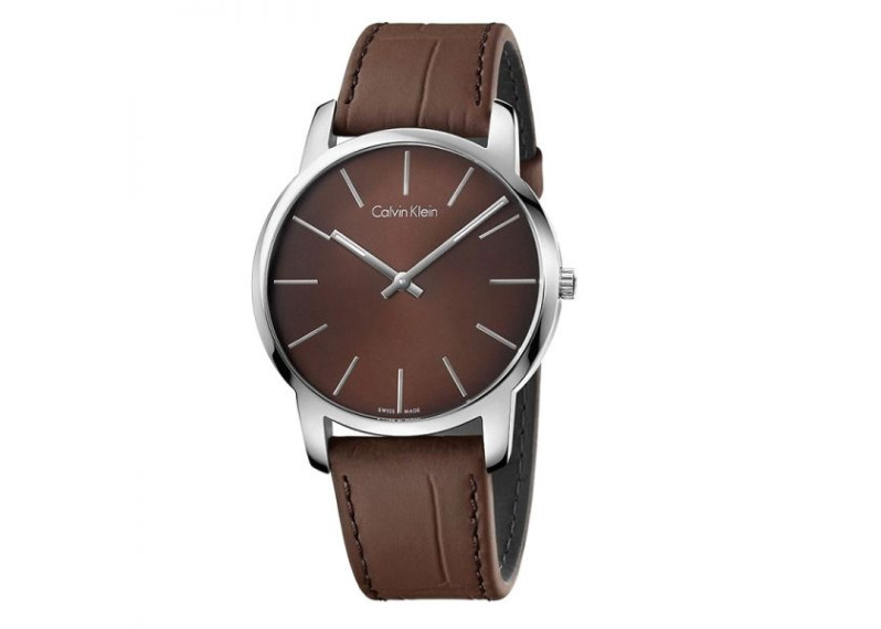 City Brown Dial Brown Leather Men's Watch