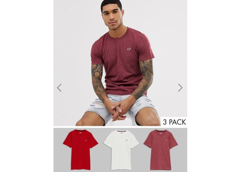 3 pack icon logo t-shirt in white/red/burgundy