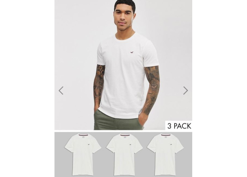 3 pack crew neck t-shirt seagull logo in white