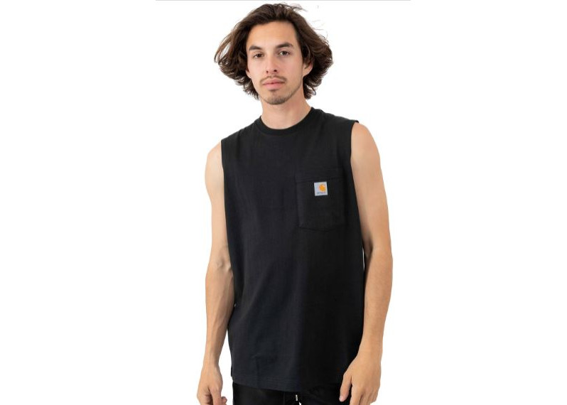 (100374) Workwear Pocket Sleeveless Shirt - Black