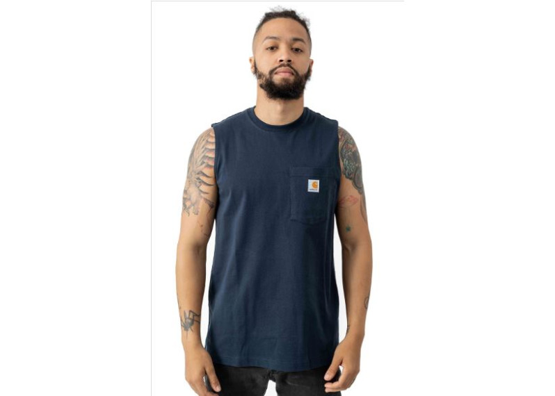 (100374) Workwear Pocket Sleeveless Shirt - Navy