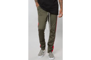 OLIVE/RED DROP CROTCH TRACK PANT