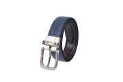 Reversible Leather Belt Black/Navy Logo