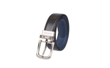 Reversible Leather Belt Black/Navy Logo