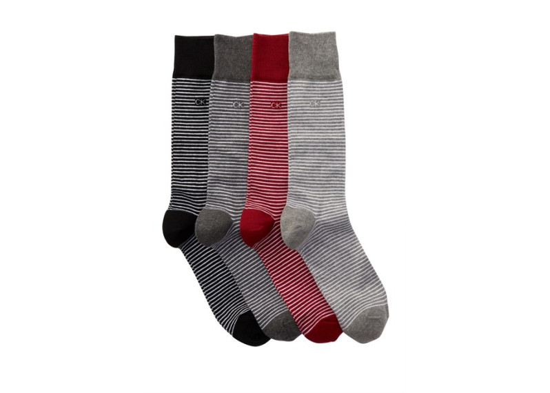 Calvin Klein Men's Fine Stripe Crew Socks - Pack of 4