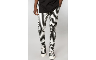 Elwood BLACK/WHITE STRIPED STRETCH TWILL TAPERED CHINO PANT