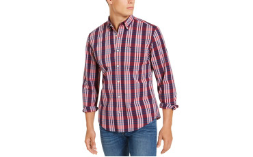 Tommy Men's Custom-Fit Stretch Nash Plaid Shirt
