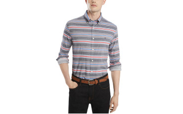 Tommy Men's Custom-Fit Stretch Marky Twill Stripe Shirt