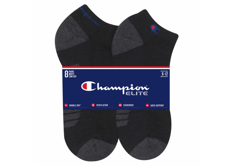 Champion Men's Low Cut Sock 8-pair (Black)