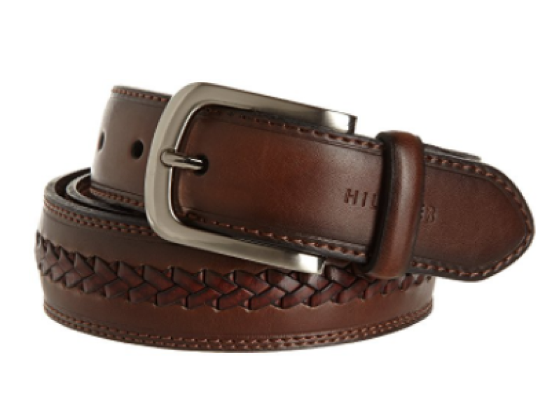 Tommy Hilfiger Men's Double-Stitched Leather Belt - Brown