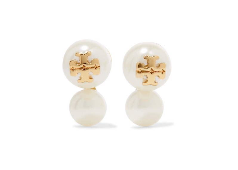 Tory Burch Evie gold-tone faux pearl earrings