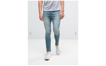ASOS Super Skinny Ankle Grazer Jeans In 12.05oz Mid Blue