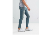 ASOS Super Skinny Ankle Grazer Jeans In 12.05oz Mid Blue