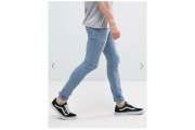 ASOS Super Skinny Jeans In Light Blue With Single Knee Rip