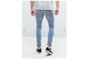 ASOS Super Skinny Jeans In Light Blue With Single Knee Rip