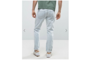 ASOS Slim Jeans With Mega Rips In Bleach Wash Blue
