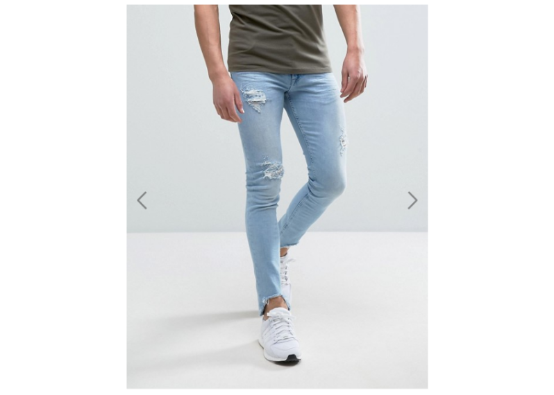 ASOS Super Skinny Jeans In Bleach With Rips And Ripped Hem