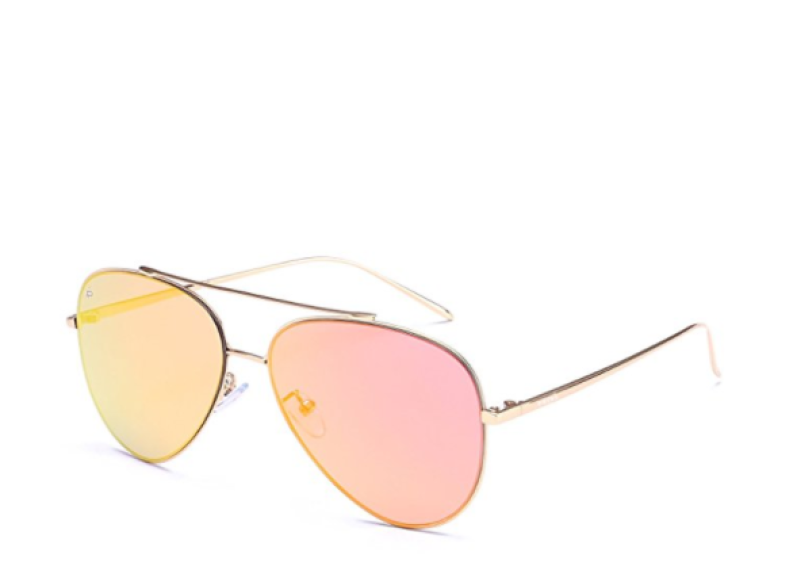 PRIVE REVAUX “The Aphrodite” Handcrafted Designer Aviator Polarized Sunglasses - Red Gold