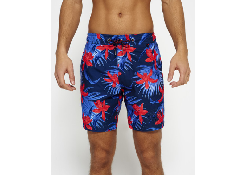 Vacation Paradise Swim Shorts - worn nautical navy aop