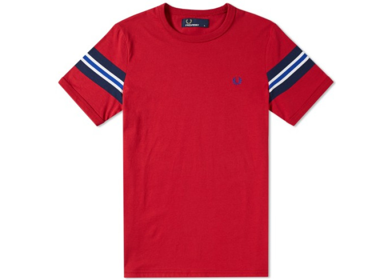 FRED PERRY BOMBER SLEEVE TEE - Blood