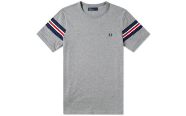 FRED PERRY BOMBER SLEEVE TEE - Steel