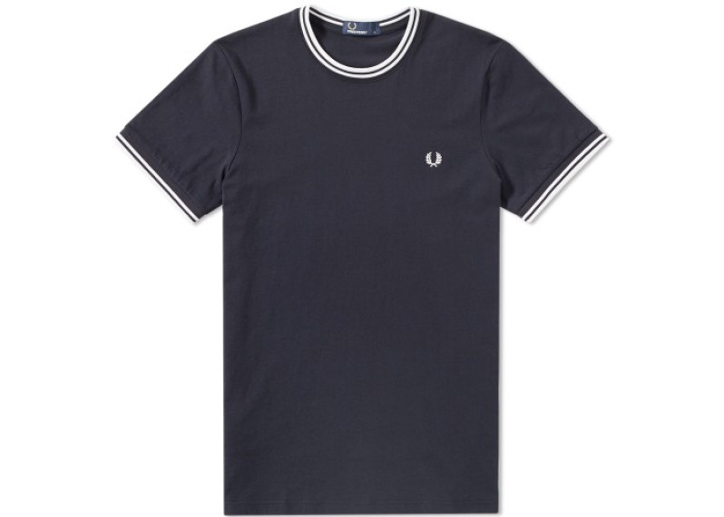 FRED PERRY TWIN TIPPED TEE - Navy